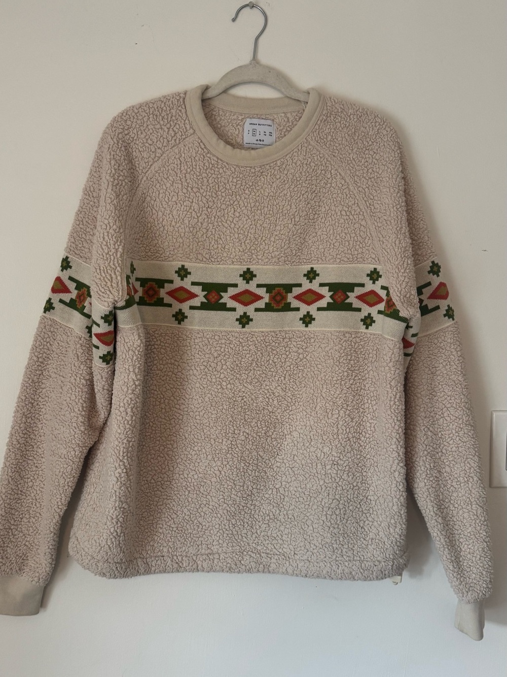 Urban Outfitters Sherpa Fleece Geometric Crewneck Men’s Medium